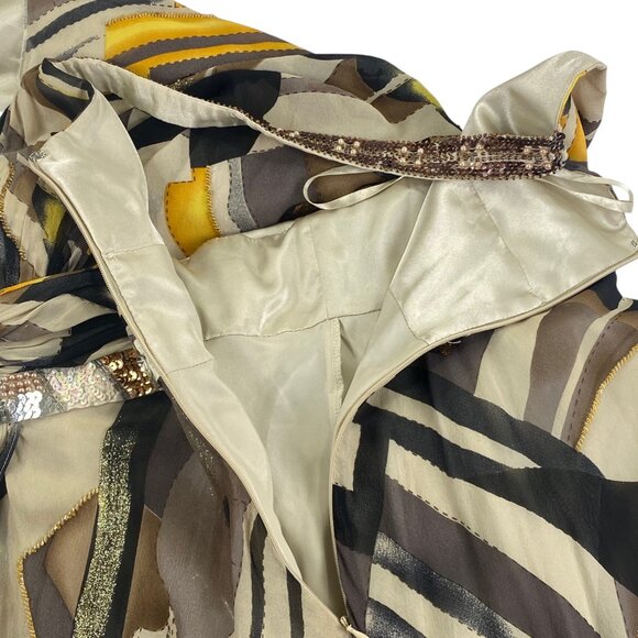 Nina Austin Silk Formal Gown | L | Metallic Beaded Sequin | Event Ball Gala - Picture 7 of 11